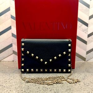 Valentino Rockstud Envelope Wallet on Chain